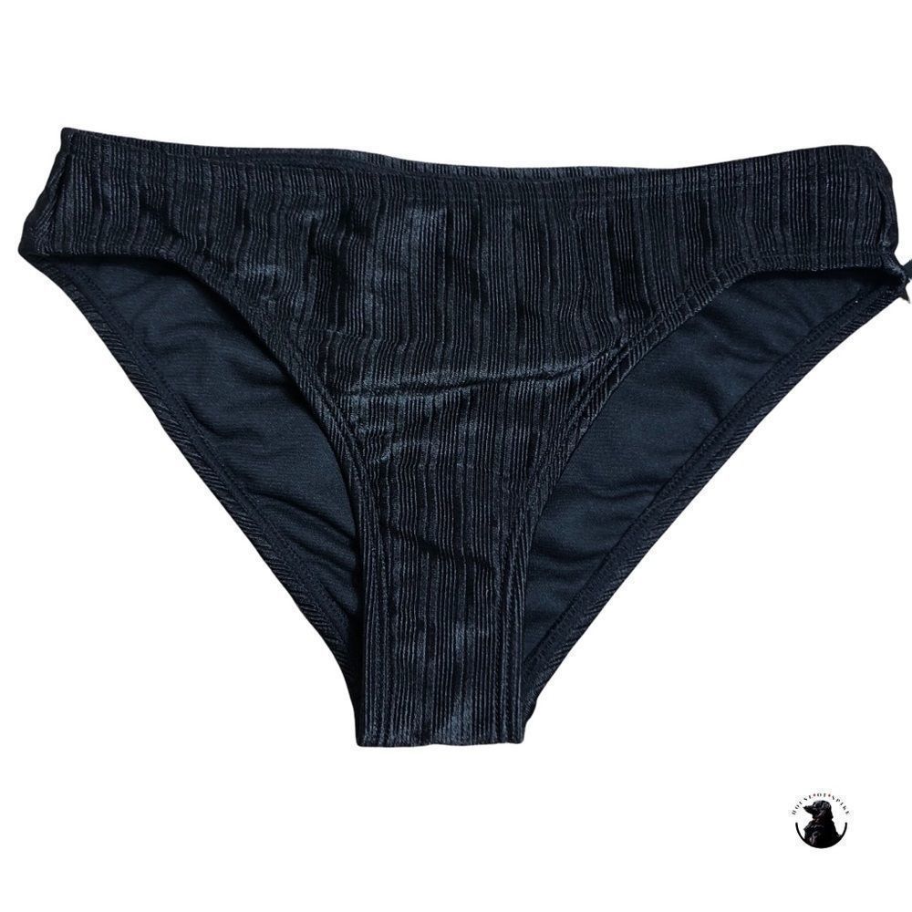 California Waves Black Ribbed Pull On Bikini Bottoms Size XS